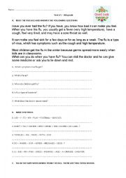 English Worksheet: Health and ilnesses TEST