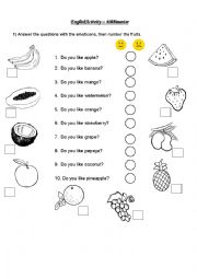 English Worksheet: Fruits & Numbers