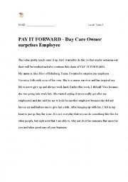 English Worksheet: pay it forward