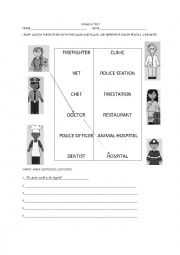 English Worksheet: COMMUNITY HELPERS TEST