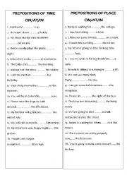 English Worksheet: PREPOSITION