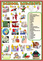 English Worksheet: School subjects : new matching