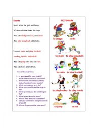 English Worksheet: SPORTS (a poem)