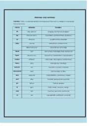 English Worksheet: prefixes and suffixes