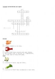 English Worksheet: Food crossword