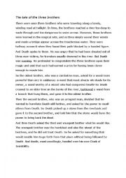 English Worksheet: The tale of the three brothers