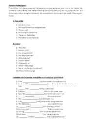 English Worksheet: Present Continuous - Reading (answer and True or False)
