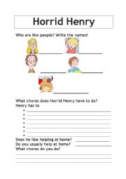 English Worksheet: Horrid Henry chores