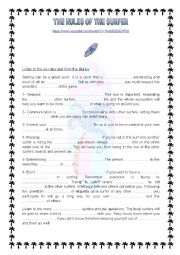 English Worksheet: Surf Rules oral comprehension 