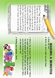 English Worksheet: Making your monster