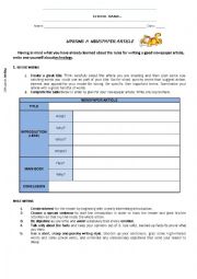 English Worksheet: Writing a newspaper article