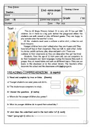 English Worksheet: 7th end term3