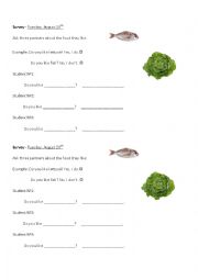 English Worksheet: Food Survey: Do you like...? 