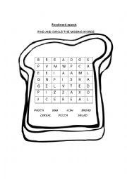 English Worksheet: Food word search