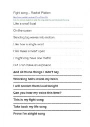 English Worksheet: Fight Song