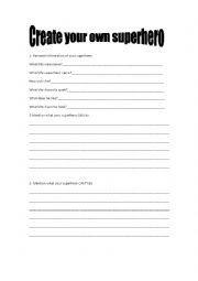 English Worksheet: Create your own superhero