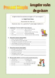 English Worksheet: Simple Present Tense - Irregular verbs 3rd. person singular