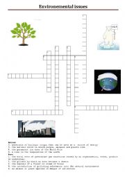 English Worksheet: crosswords environemental isssues 