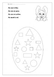 English Worksheet: Easter, colours and shapes