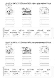 English Worksheet: recycling exercise