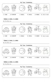 English Worksheet: My Toys Vocabulary