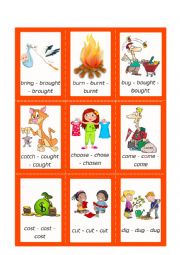 English Worksheet: Irregular Verbs - Cards - Set 2/10