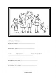 English Worksheet: members of the family