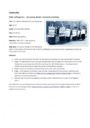 English Worksheet: Suffragettes - discussing double standards in history