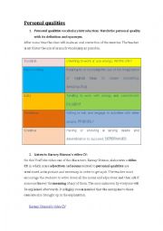 English Worksheet: Personal Qualities 