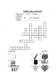 English Worksheet: Fathers day crossword
