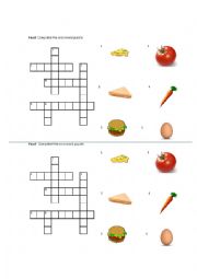 English Worksheet: Food crossword