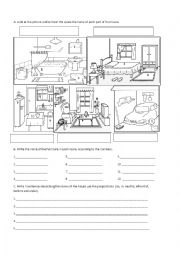 English Worksheet: Parts of the house and furniture