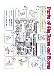 English Worksheet: PARTS OF THE HOUSE & CHORES