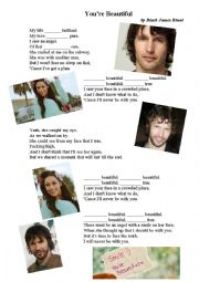 English Worksheet: youre beautiful (song)