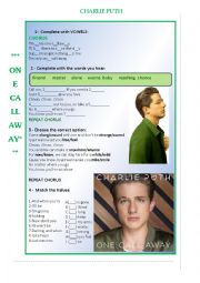 English Worksheet: Charlie Puth - One Call Away