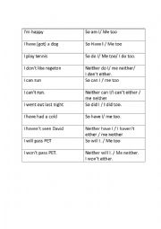 English Worksheet: so do i etc