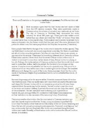 English Worksheet: Cremonas Violins (Spelling & Grammar Recognition)