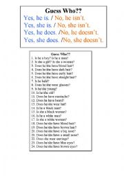 English Worksheet: Guess Who??