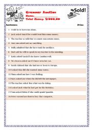 English Worksheet: GRAMMAR AUCTION