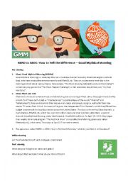 English Worksheet: Nerds vs Geeks