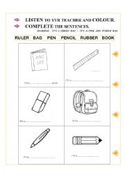 English Worksheet: SCHOOL OBJECTS