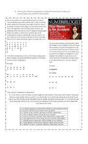 English Worksheet: Numerology