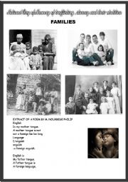 English Worksheet: families and English as  mother tongue:picture and poem based discussion