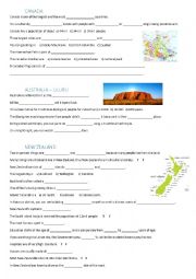 English Worksheet: Canada, Australia and New Zealand