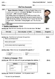 English Worksheet: third term examination