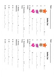 English Worksheet: P1 Spelling Test