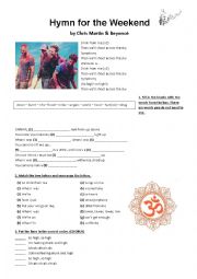 Hymn for the Weekend (Coldplay ft. Byoncé) - ESL worksheet by BriannaEvans