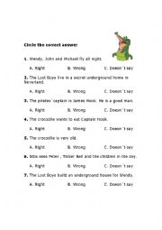 Peter Pan worksheet