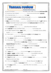 English Worksheet: tenses review