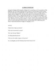 English Worksheet: A great inventor